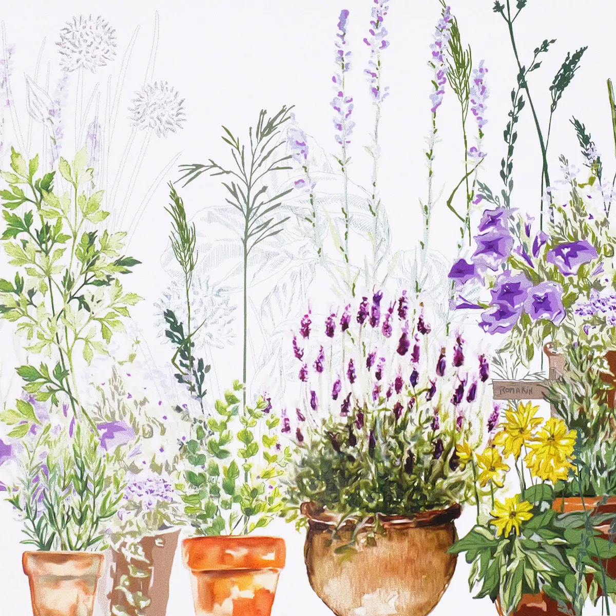 Set vinyle 860 g/m² imprimé vert violet Jardin aromatique provence