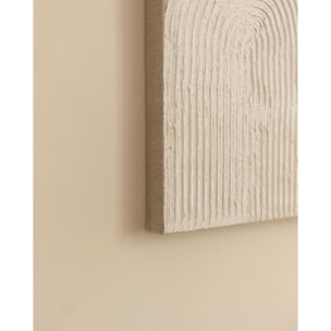 Tableau beige et blanc décoratif sur lin avec cadre en bois peint à la main à la peinture à l'huile en différentes tailles