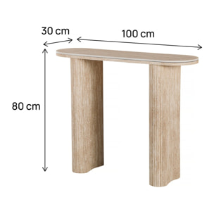 Table console travertin en céramique "Alba" - 100 x 30 x 80 cm - Marron