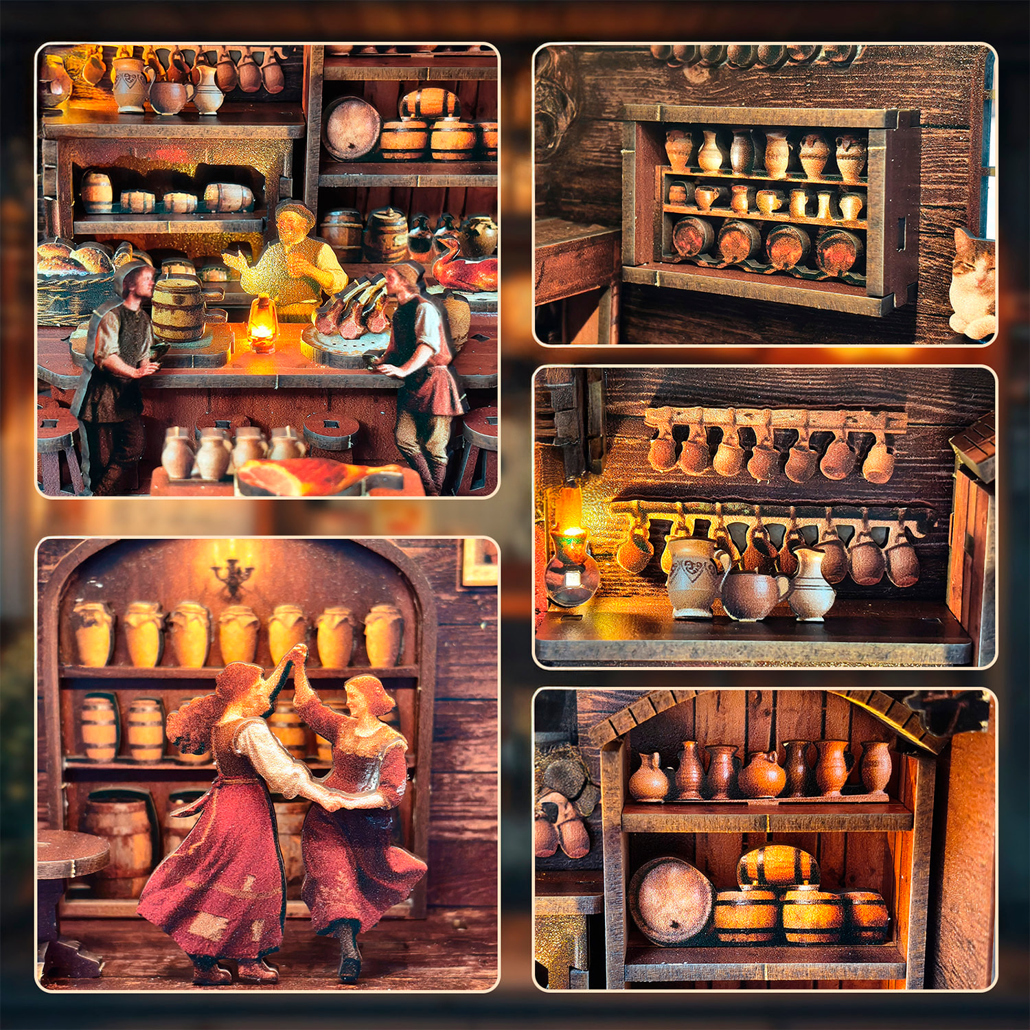 Taberna de antaño. Book Nook de madera con 247 piezas, diseño 3D realista con gran detalle, luces led y cubierta anti polvo.