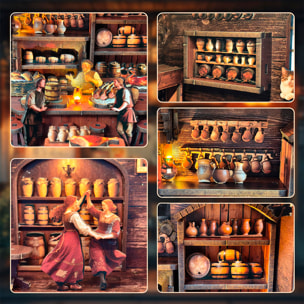 Taberna de antaño. Book Nook de madera con 247 piezas, diseño 3D realista con gran detalle, luces led y cubierta anti polvo.