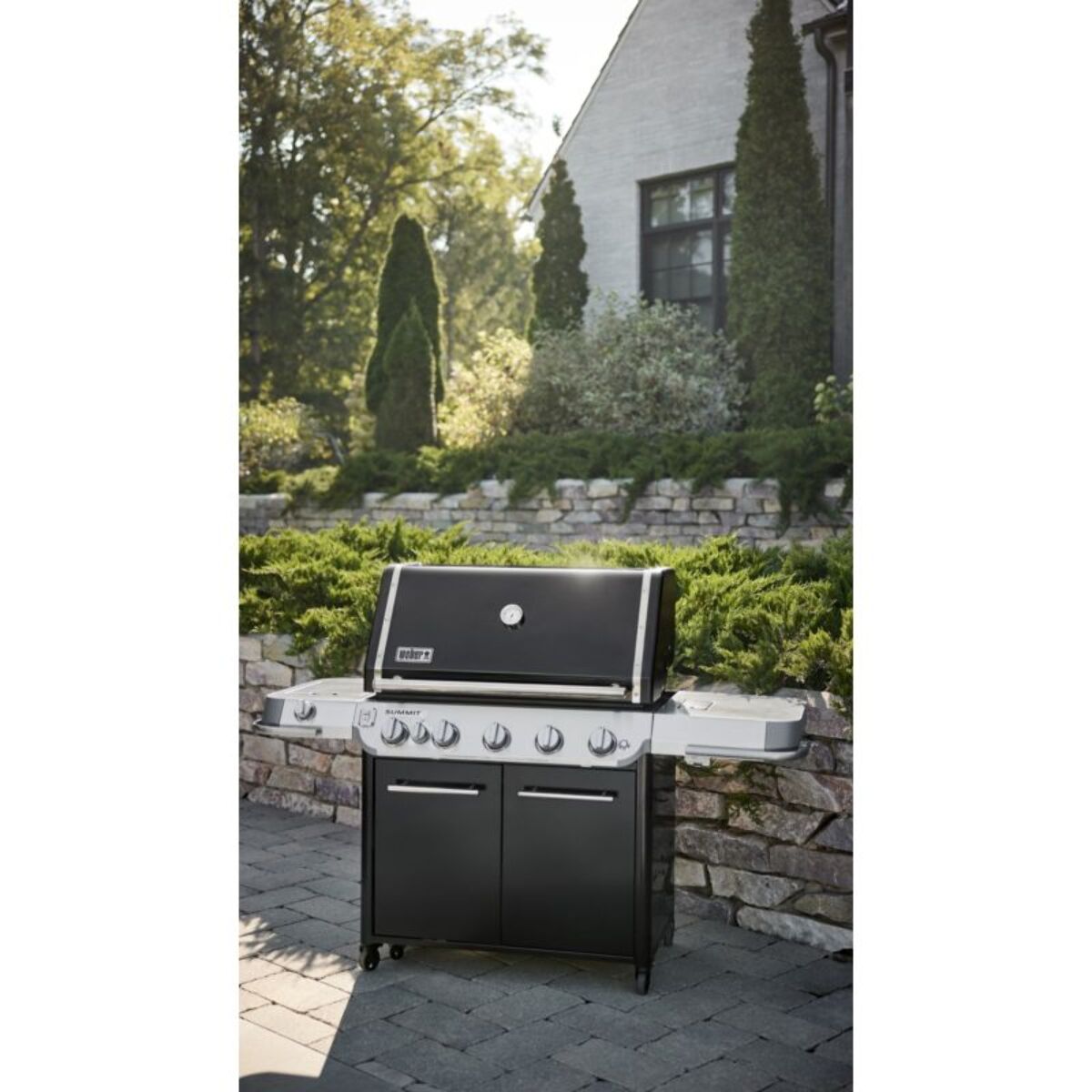 Barbecue gaz WEBER Summit FS38 E black 5 brûleurs sur chariot, 91x49 cm réchaud latéral