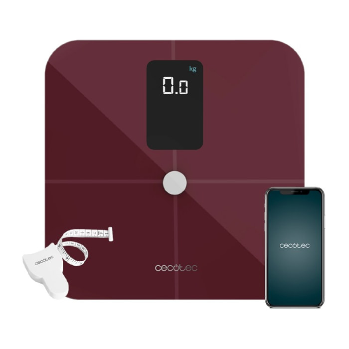 Cecotec Bilancia con app Surface Precision 10400 Smart Healthy Vision Garnet