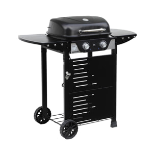 Barbecue électrique noir 2 brûleurs. acier émaillé 2300 W. L 100 x P 61 x H 121.5 cm