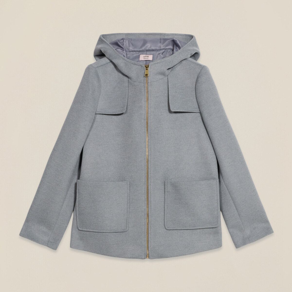 Oltre - Cappotto corto con zip e cappuccio - Grigio