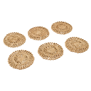 J-Line Dessous de verre Rond - jute - naturel - 2 sets de 6 pièces