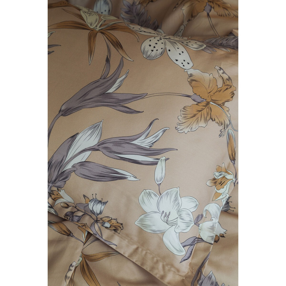 Housse de couette + taies oreiller satin de coton "Botanist"