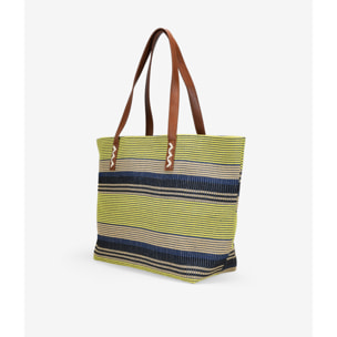 Bolso de hombro azul  en rafia con cremallera