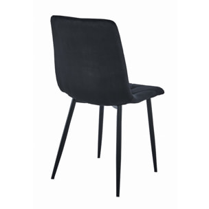 Sedia LIBRA in velluto nero con gambe in metallo