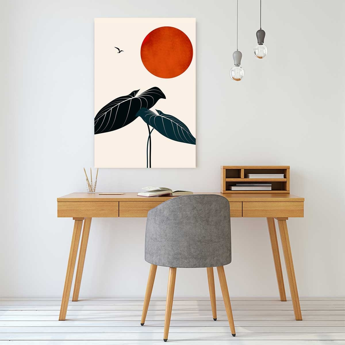 Tableau fleurs Monstera au soleil rouge Tableau plexiglas