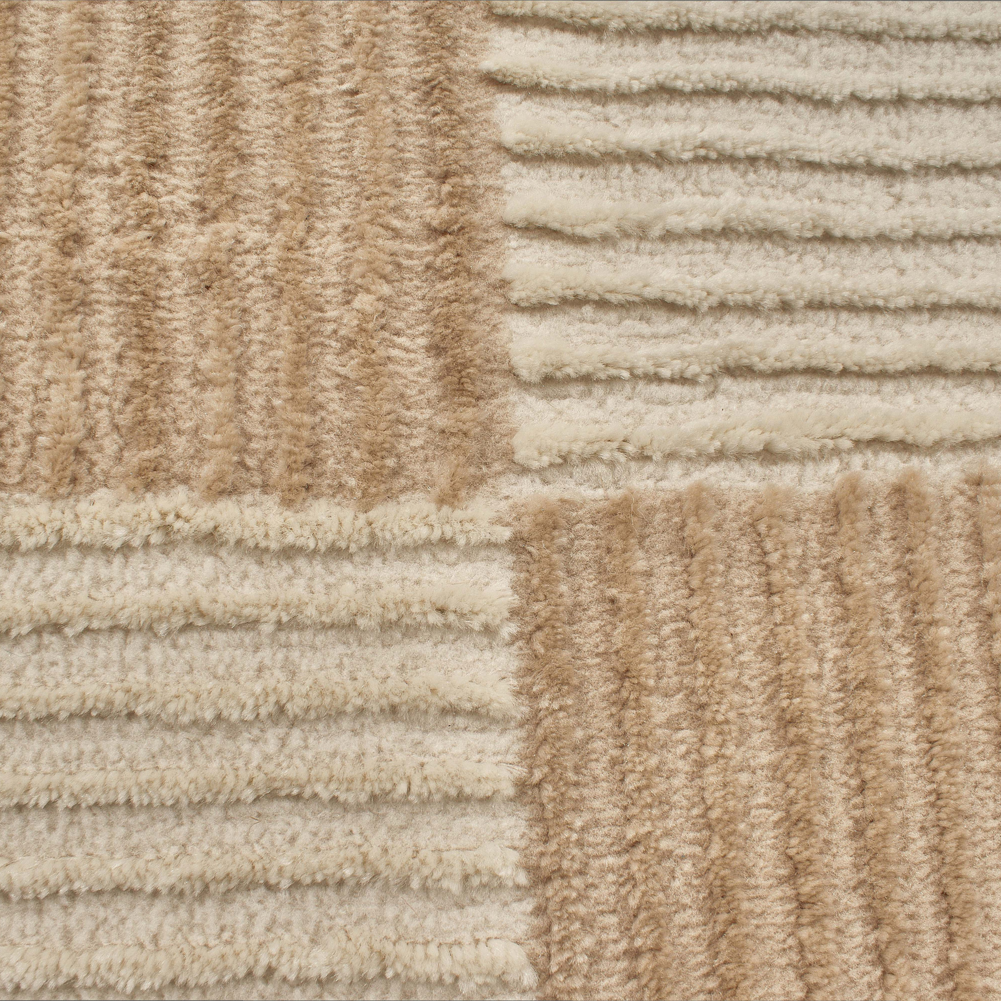 BIANCA - Tapis motif carreaux en relief crème et beige