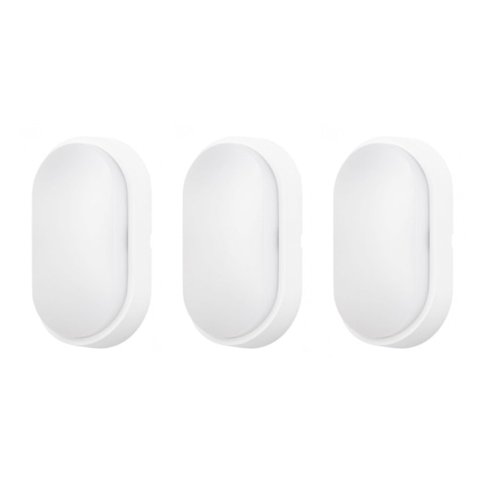 FORLIGHT MOO (3uds) Aplique de Pared Exterior LED IP54 de Color Blanco con Temperatura Regulable 3000-4000-6000K. Color Blanco