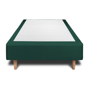 Lit avec tête de lit bandes horizontales velours et sommier tapissier Ep20