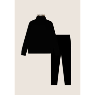 Tuta interlock con zip e collo alto interno fantasia