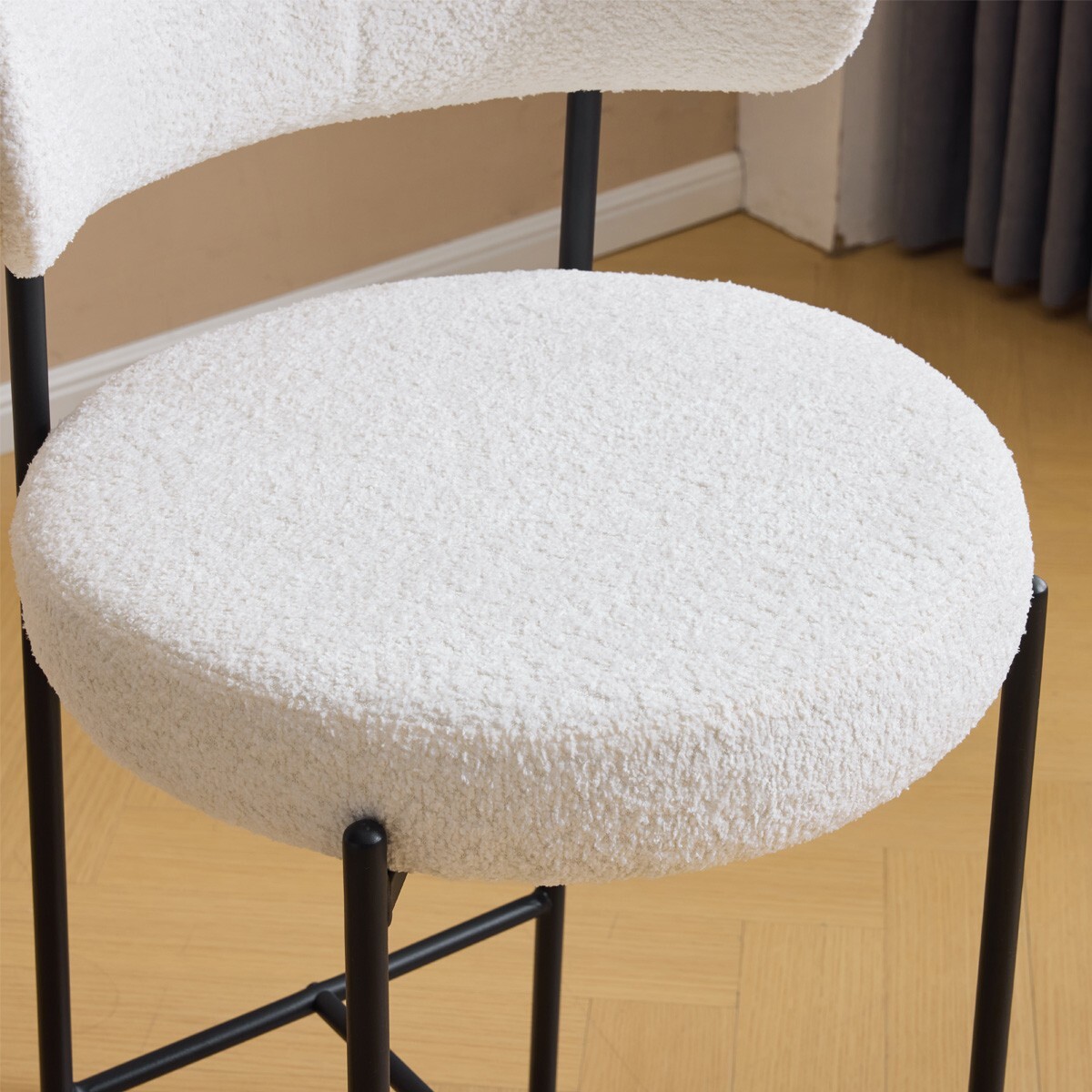 Lot de 2 tabourets de bar en tissu bouclé - EVORA