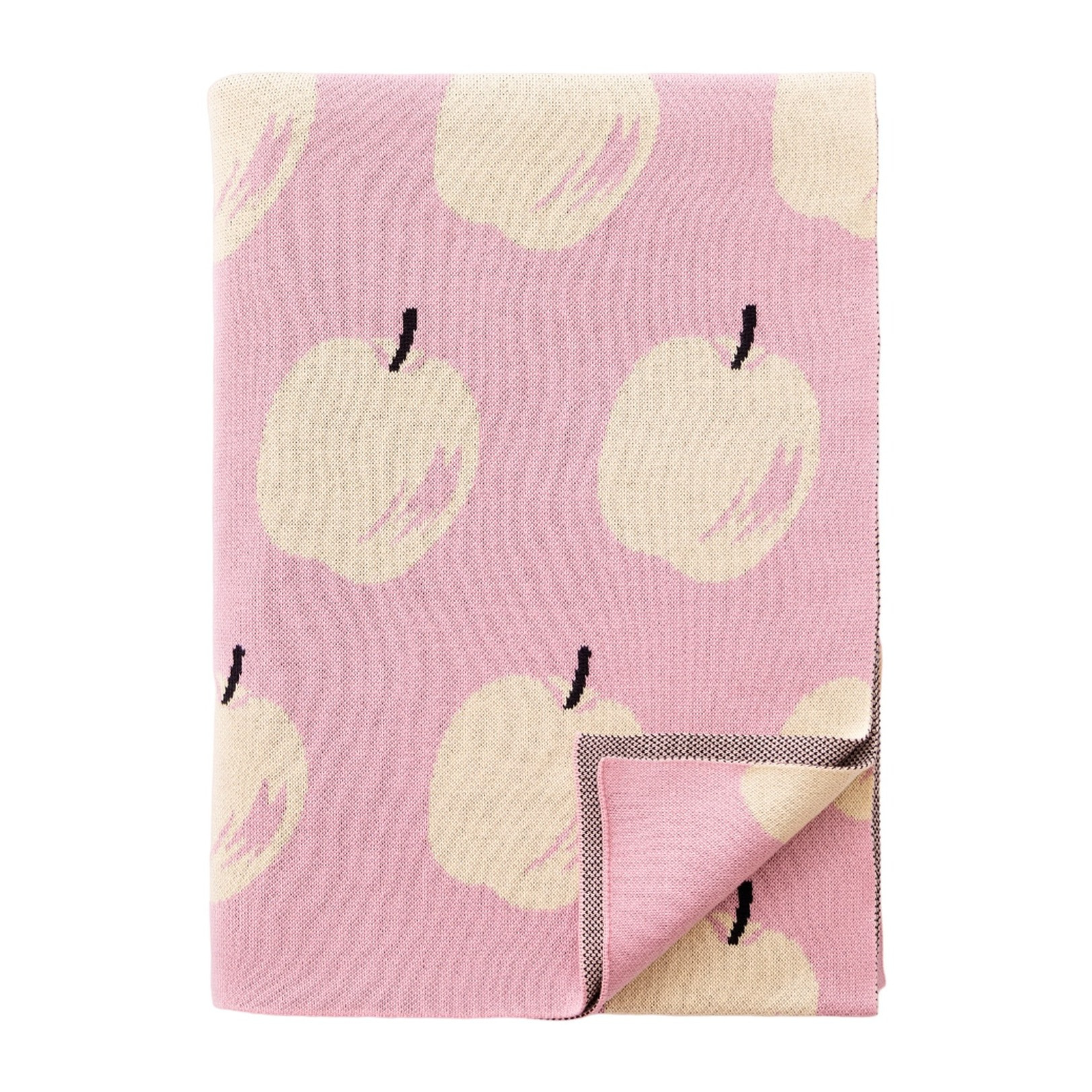 Manta 140x190cm 1000gr 100%acrilico rosa con manzanas amarillas benetton fruits