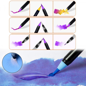 Set de 20+1 Rotuladores con punta de pincel acuarelables con pincel mezclador de agua. Pinceles premium de nylon flexible para Manga, dibujos y caligrafía.