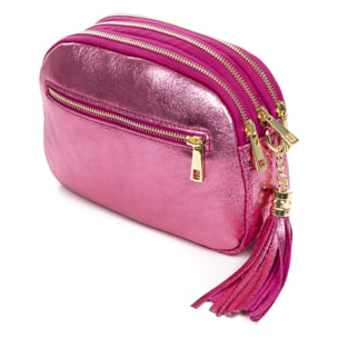 Aliminusa bolso bandolera Mujer. Piel auténtica Gamuza Lacada.