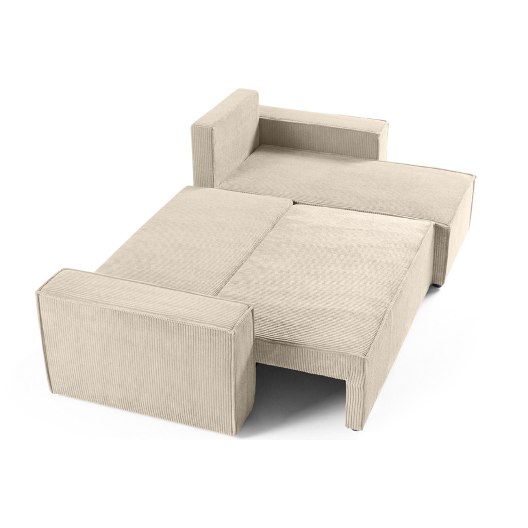 Cezanne - canapé d'angle réversible - 4 places - convertible avec coffre - en velours côtelé - Beige