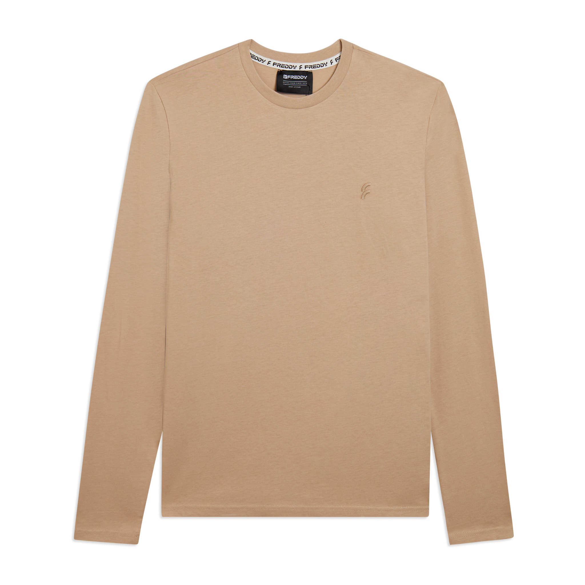 T-shirt manica lunga in cotone con logo ricamato