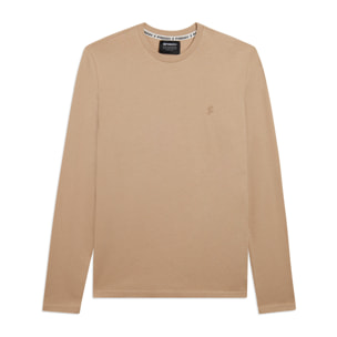 T-shirt manica lunga in cotone con logo ricamato