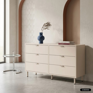 Commode décor bois et métal 6 tiroirs ELLIE