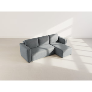 Canopy - canapé d'angle réversible 4 places convertible avec coffre en velours côtelé - Gris foncé