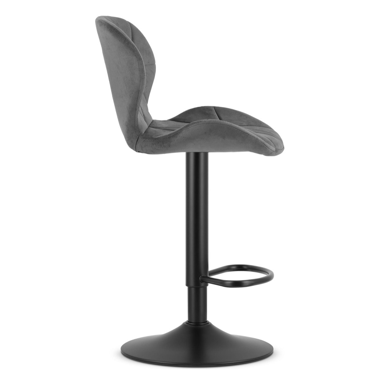 Sgabello da bar West in velluto grigio con base nera