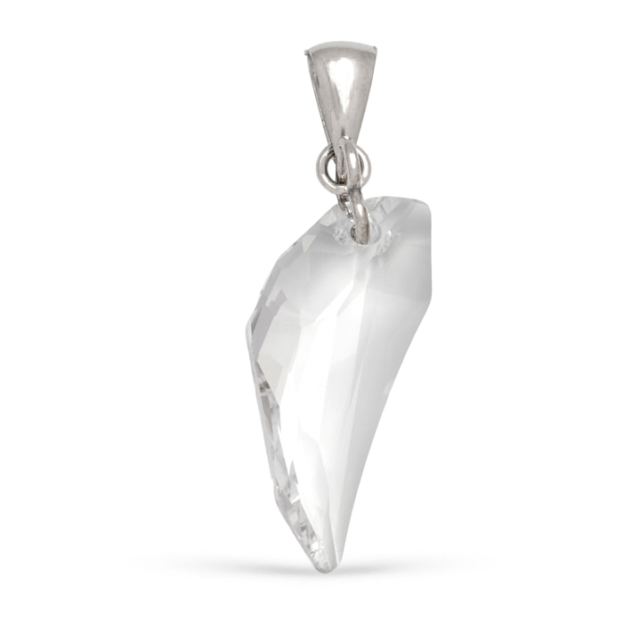 Colgante Plata de Ley 925. Lágrima con brillante de piedra natural ornamental. Lámina corazon en enganche