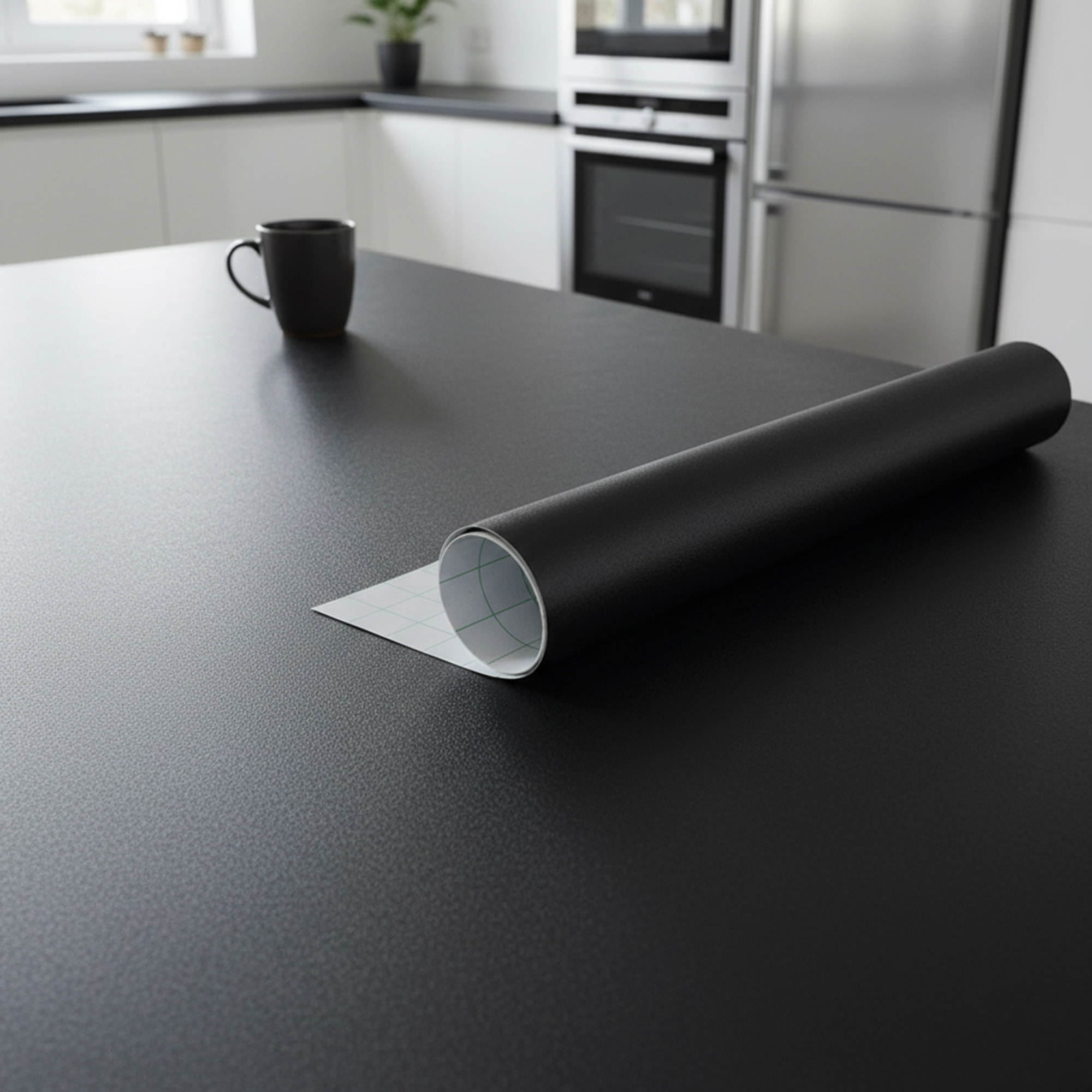 Rouleau adhésif granit noir au mètre - Autocollants Revêtement Adhésif Cuisine Meubles Salle de bain