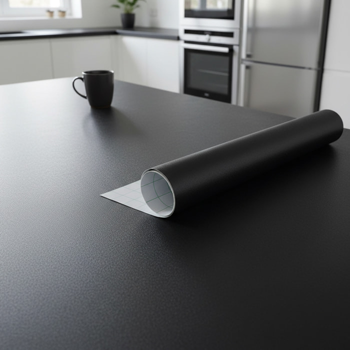 Rouleau adhésif granit noir au mètre - Autocollants Revêtement Adhésif Cuisine Meubles Salle de bain