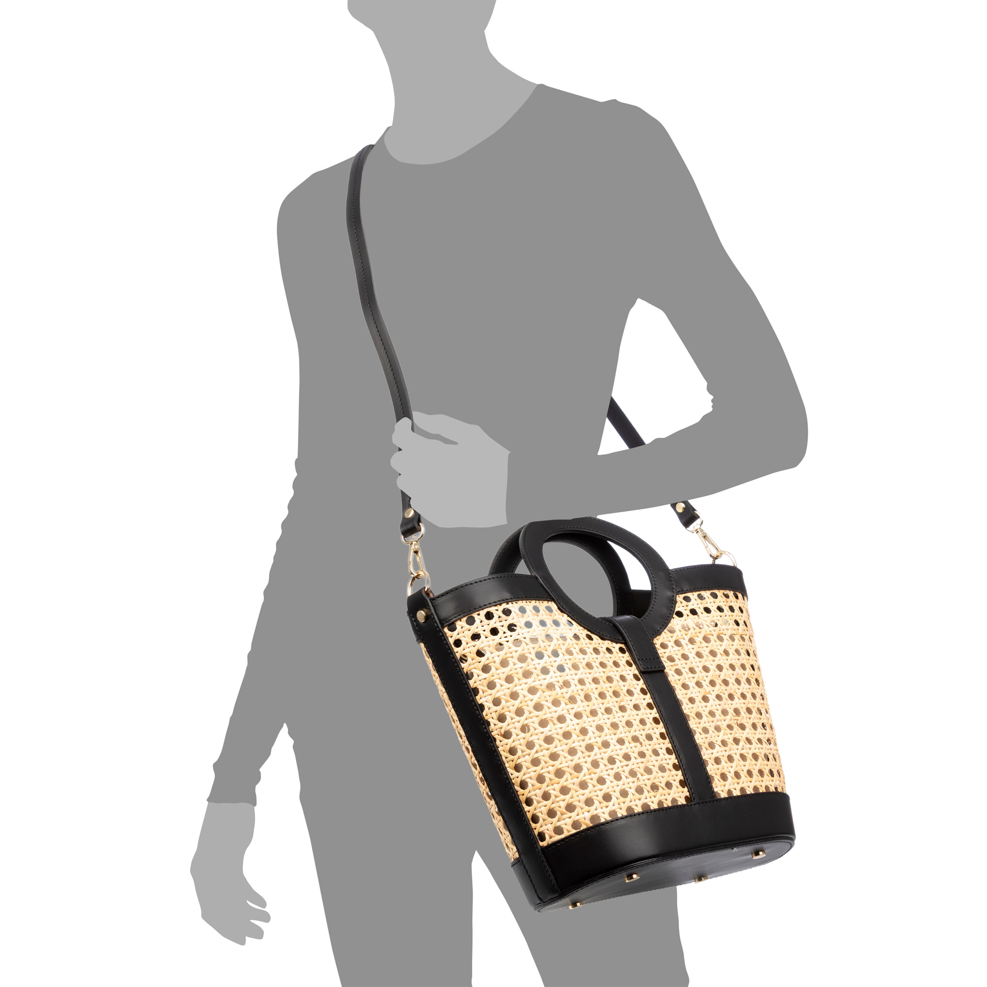 Barbarano bolso tote mujer. Piel auténtica combinada con cáñamo.