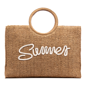 Bérgamo Bolso de mano Mujer. Fabricado en paja trenzada diseño "Summer".