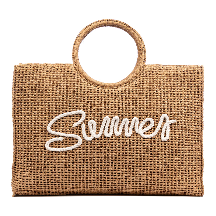 Bérgamo Bolso de mano Mujer. Fabricado en paja trenzada diseño "Summer".