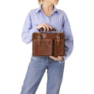 Borsa a mano  unisex In Vera pelle Made in Italy 32x23x10 cm