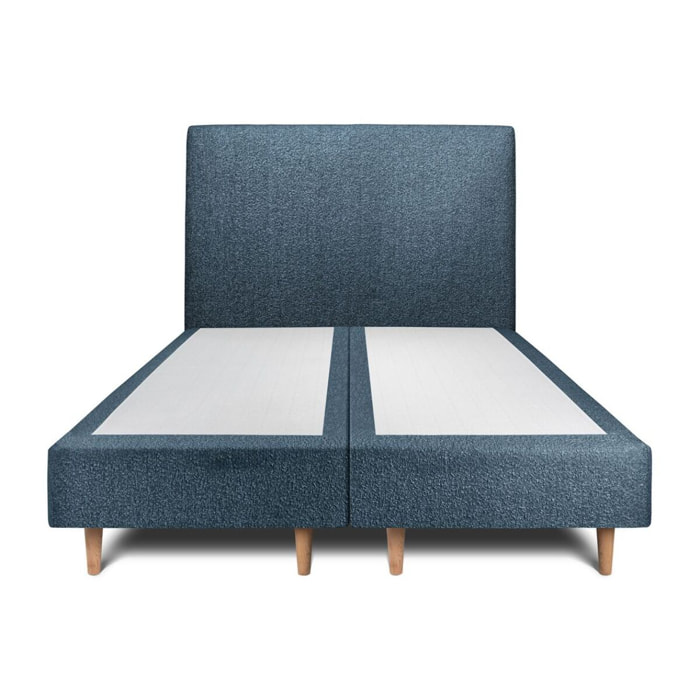 Lit avec tête de lit tapissée bouclette et sommier tapissier Ep20