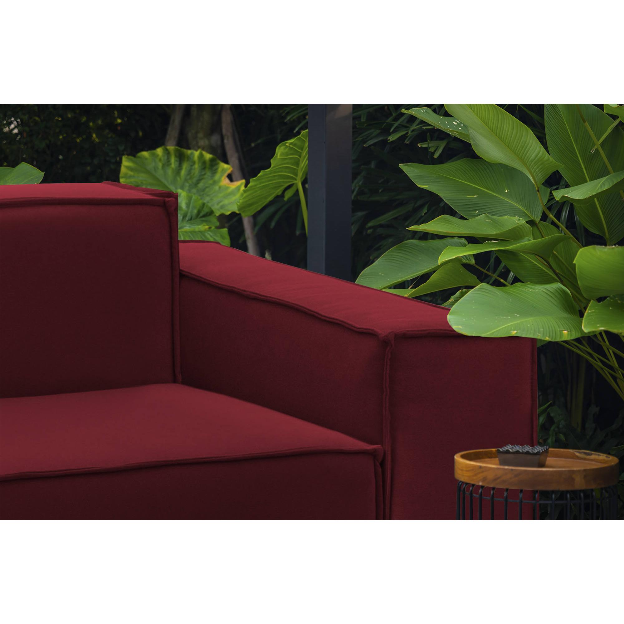 Divano fisso Paola, Divano componibile a 2 posti lineare, 100% Made in Italy, Sofà moderno da soggiorno in tessuto, Cm 220x95h70, Rosso