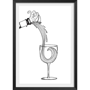 Poster vin des landes Affiche + cadre en bois - Noir