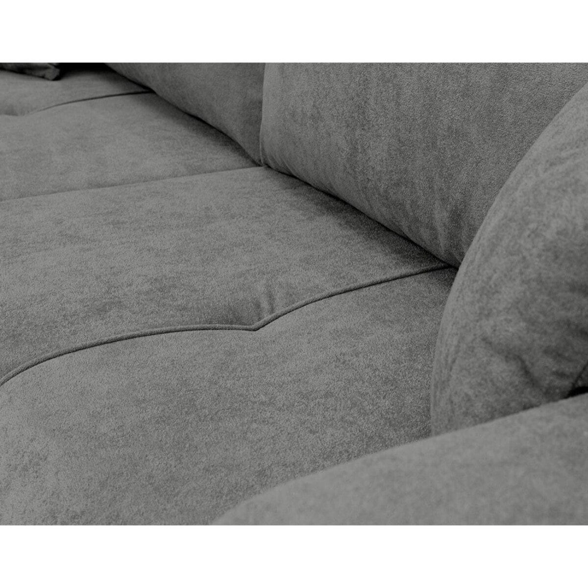 Nicole - Canapé droit 3 places convertible avec coffre en tissu - Gris