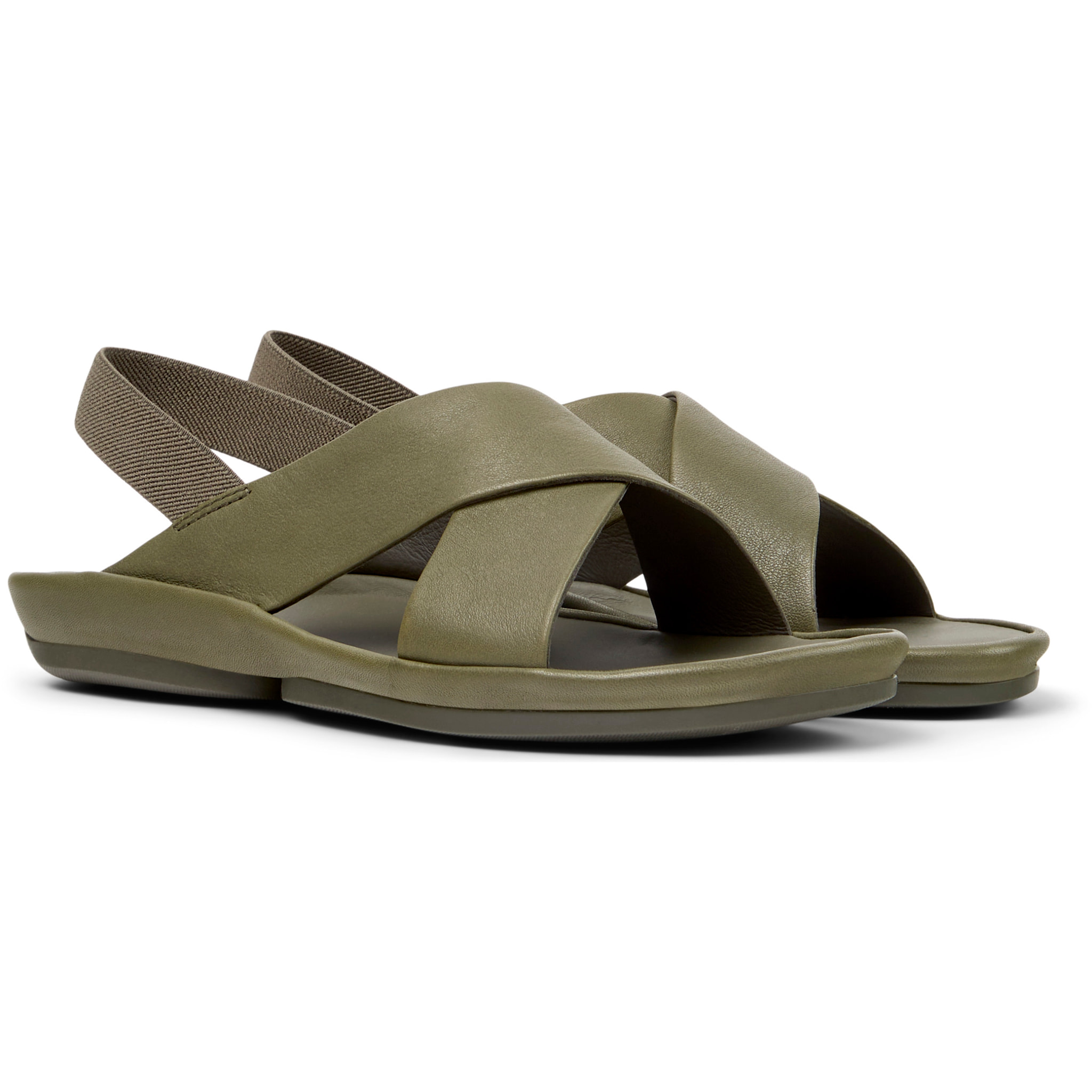 Sandalias - CAMPER Right Isla - Verde - Cuero liso