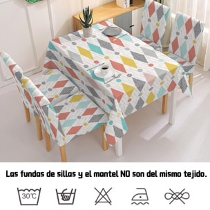 DAM Mantel impermeable de 140x220cm y 6 fundas de silla. 220x140x1 Cm. Color: Multicolor