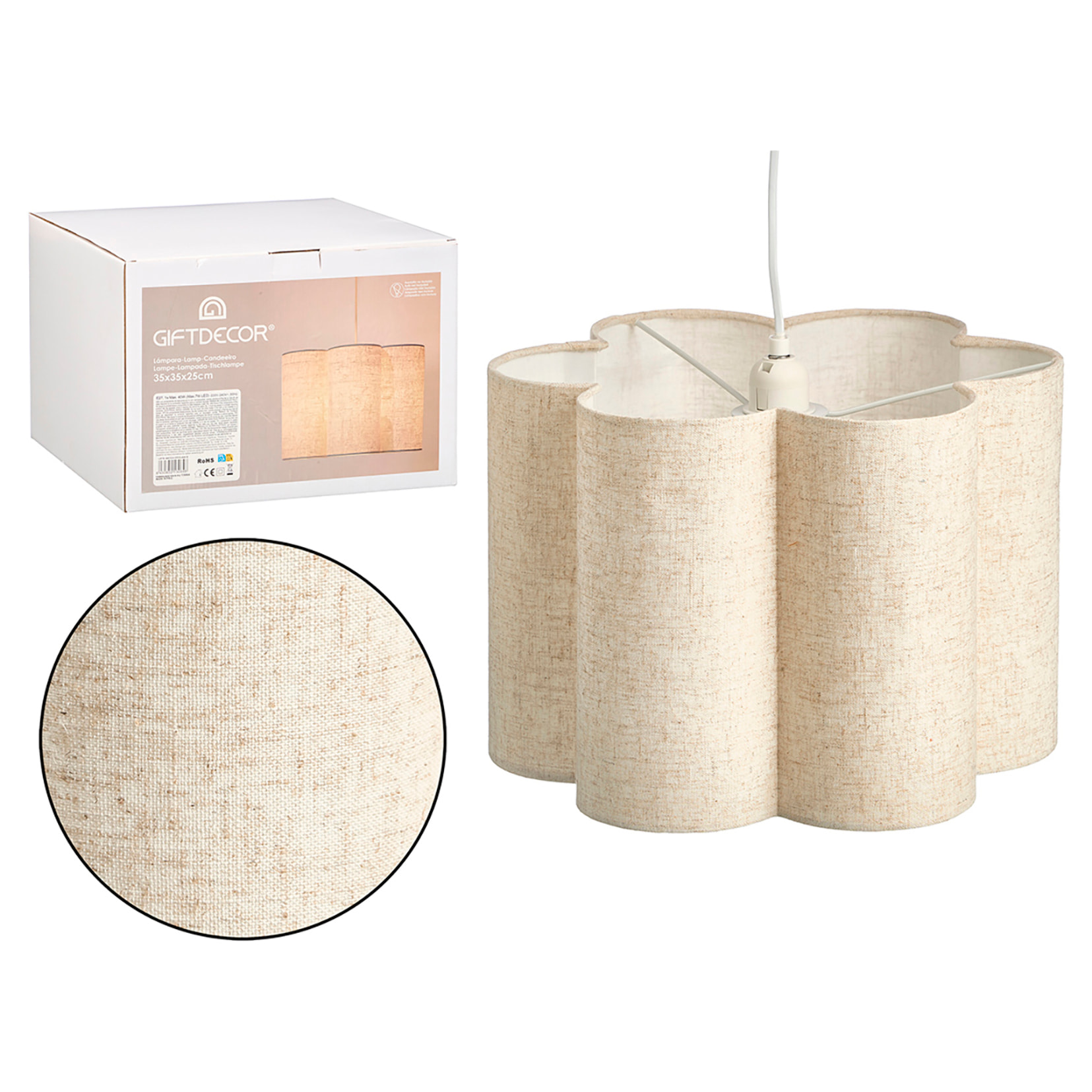 Lampada da soffitto con design floreale.