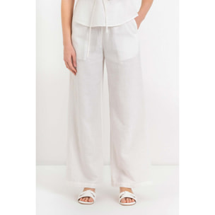 Kocca - Pantaloni da donna a gamba larga in lino, cotone e ramiè Donna