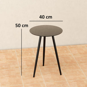 Table basse d'appoint - bout de canapé - dia. 40 x 50 cm - acier verre trempé noir