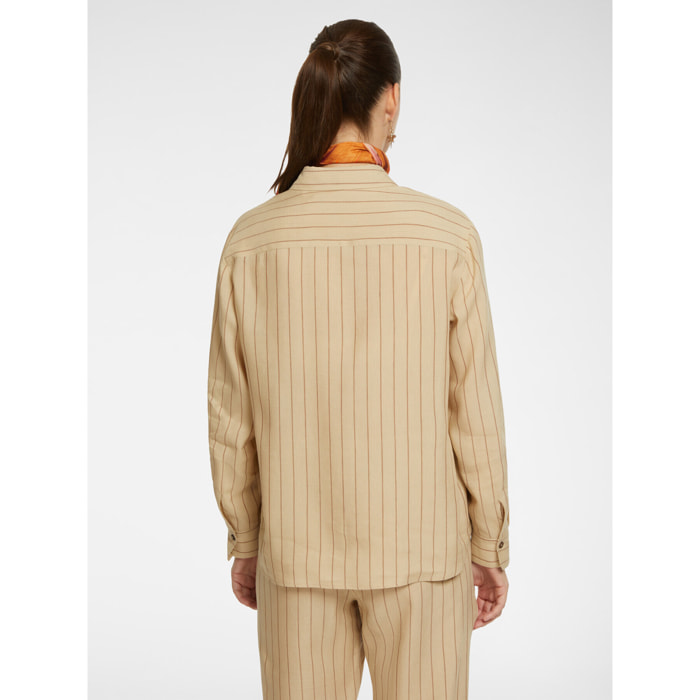 Elena Mirò - Camicia gessata con taschini - Beige