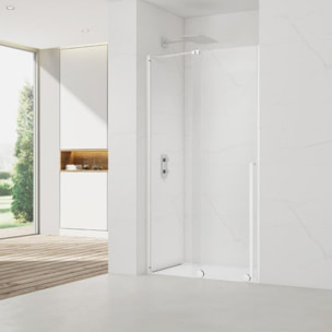 X-MOTION Porte de douche 110x200cm Coulissante, anticalcaire avec profilé blanc (SATBWIXM110NIKAB)