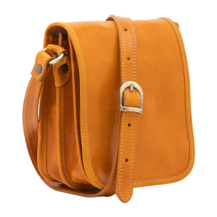 Borsa a tracolla da uomo in vera pelle - Modello False - Made in Italy - 20.0 x 16.5 x 10.0 cm