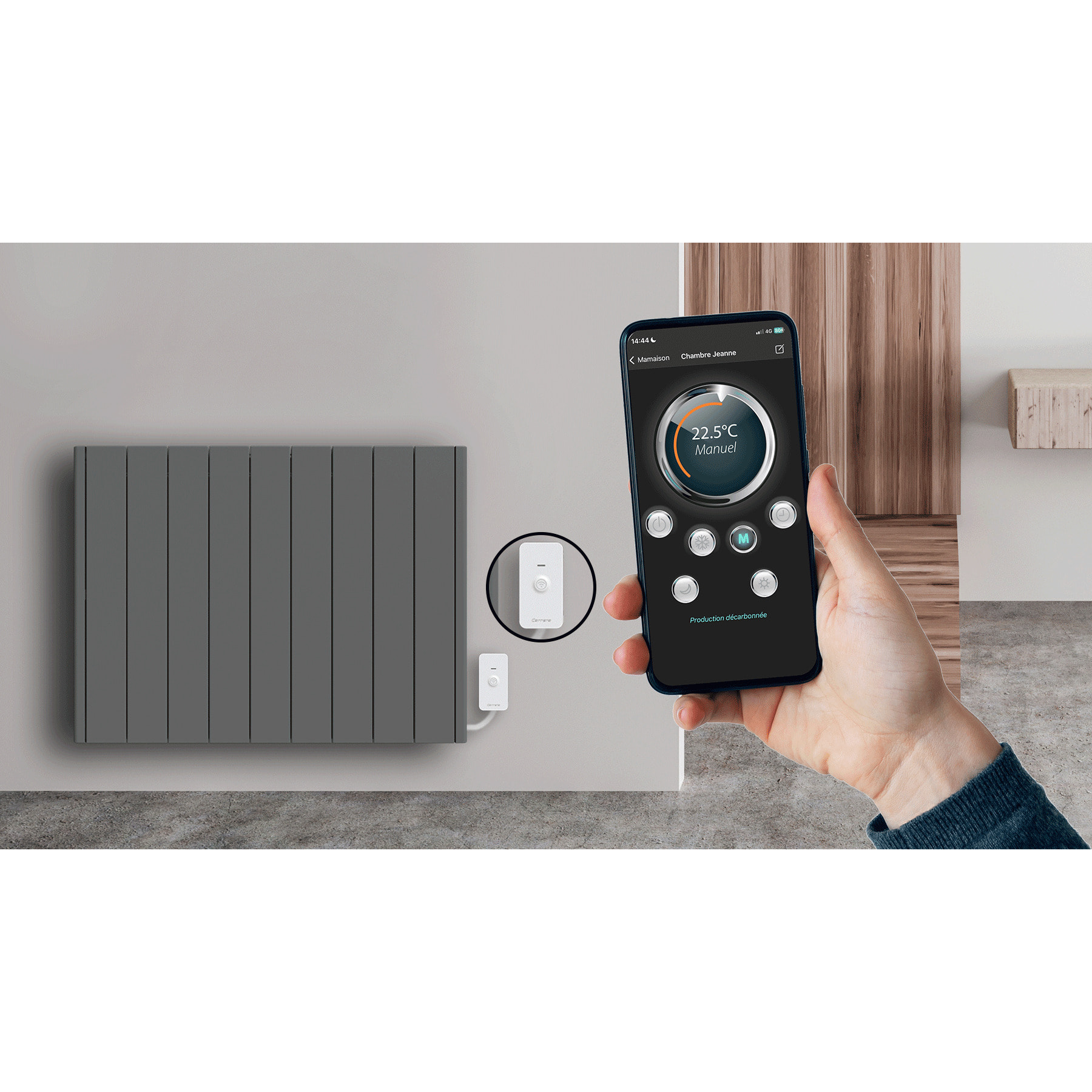 Radiateur électrique LCD céramique gris anthracite 2000W Connecté