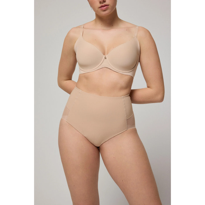 Slip riducente in tulle a compressione media beige