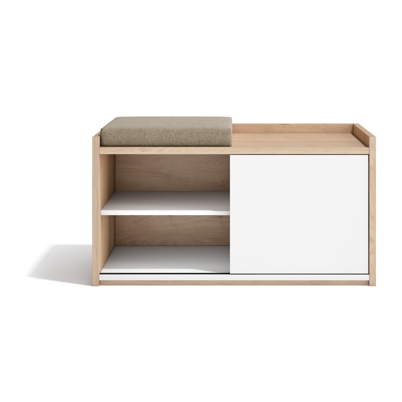 Banco descalzador Benchie melamina roble-blanco 43x80x41 cm